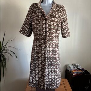 Vintage 2000s Elegant Brown and Cream Tweed pea coat
